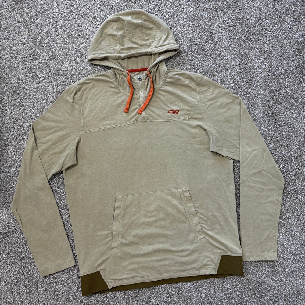 Outdoor Research Hoodie Mens Medium Lightweight 1/4 Zip Pullover Fish Hike Camp